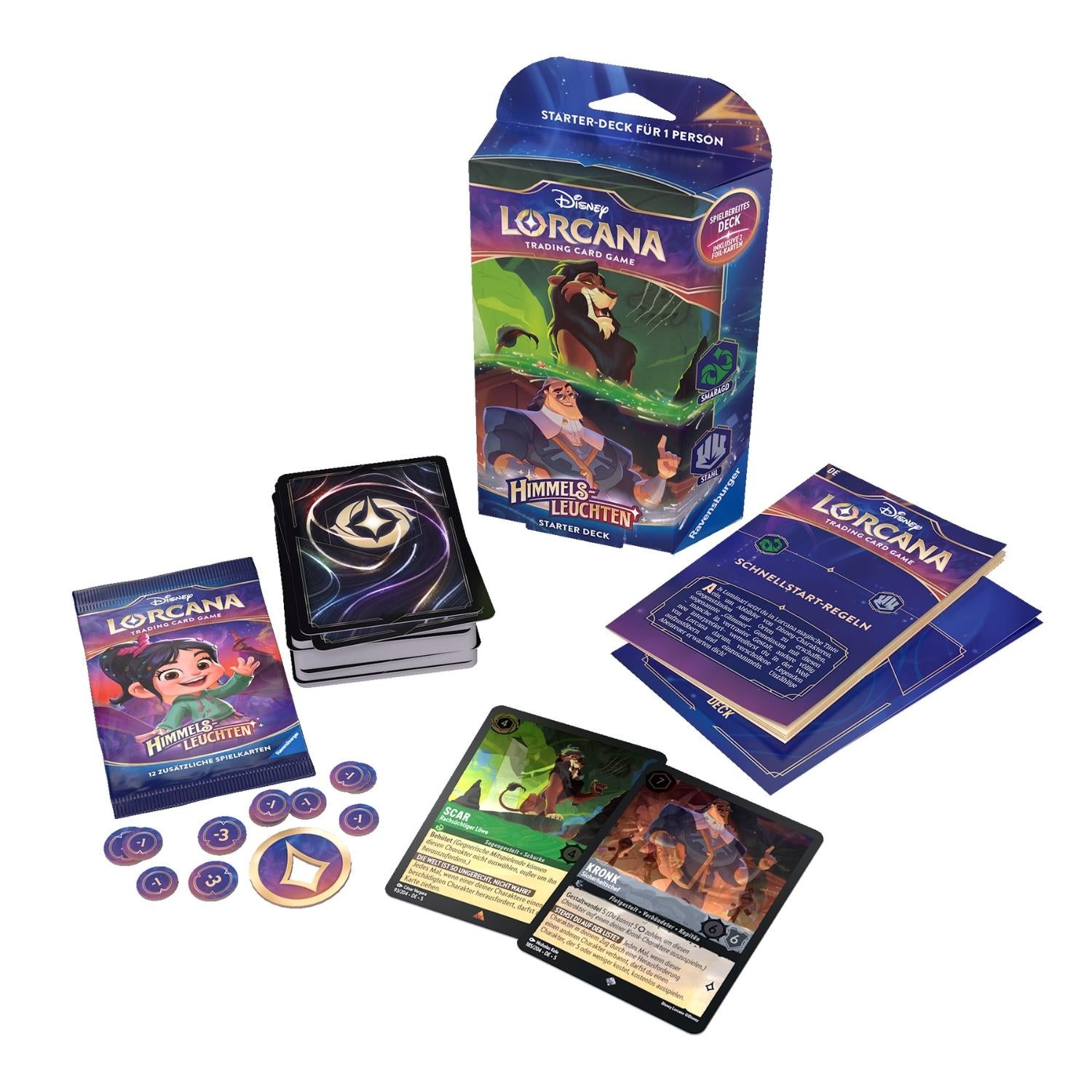 Disney Lorcana Himmelsleuchten Starter Deck Smaragd und Stahl deutsch