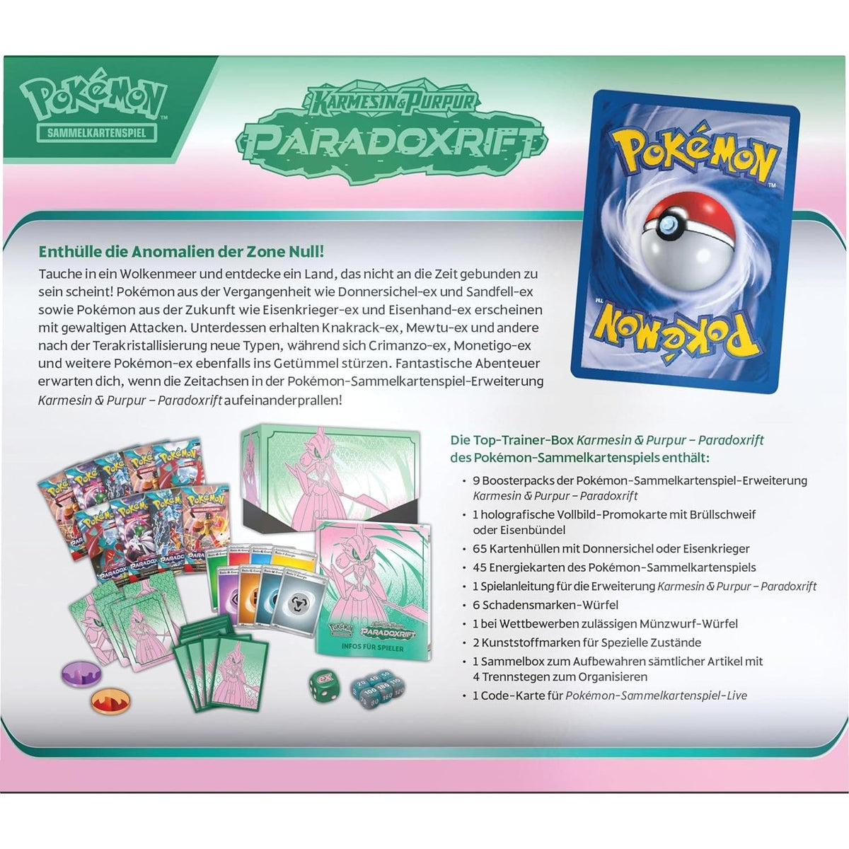 Pokemon Scarlet & Violet Paradox Rift Top Trainer Box Eisenkrieger deutsch