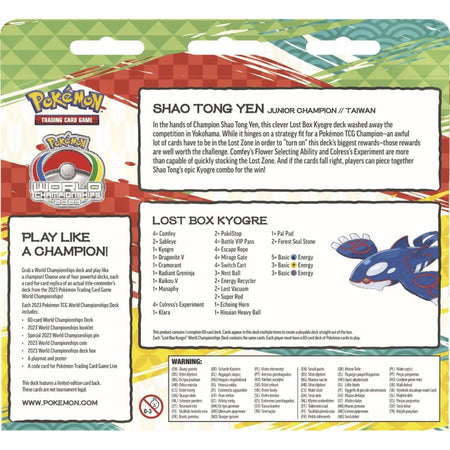 Pokemon 2023 World Championship Deck Shao Tong Yen Lost Box Kyogre englisch