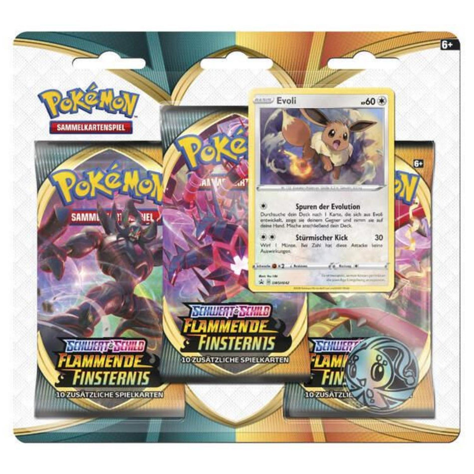 Pokemon Flammende Finsternis Evoli 3-Pack Blister deutsch darkness ablaze